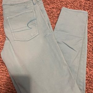 Teal/green jeans